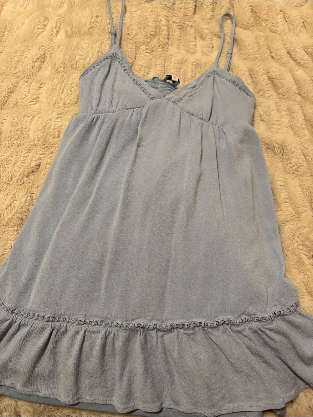 La Hearts Light Blue Ruffle-Hem Slip Dress